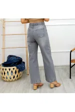 Wide Leg High Waisted Relaxed Jean  718-22-(28-33) Light Grey Denim