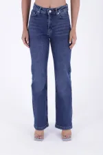 Stitched Hems Wide Leg Relaxed Jean 7026-01-(30-36) Dark Blue Denim Stitched Hems Wide Leg Relaxed Jean 7026-01-(30-36) Dark Blue Denim