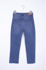 Mom Jean with Side Slits  1774-01-(28-33) Dark Blue Denim
