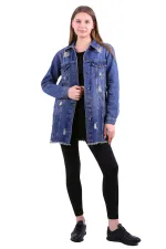 Fringe Finish Boyfriend Denim Jacket 679-02-(S-XL-6) Dark Tinted Denim Fringe Finish Boyfriend Denim Jacket 679-02-(S-XL-6) Dark Tinted Denim