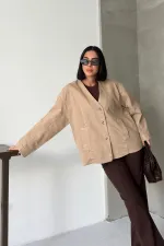 Astarlı Oversize Kot Ceket 6200-70-(S+L+3)