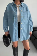 Oversize Denim Shirt 6090-25-(S+L+3) Middle Blue