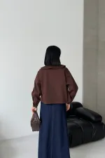 Baby Collar Denim Shirt 6095-78-(S-L-3) Brown