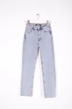 Dikişsiz Paça Mom Fit Kot Pantolon  764-08-(27-32)