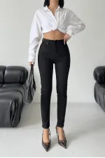High Waisted Ankle Length Skinny Jean  815-07-(42-5) Black