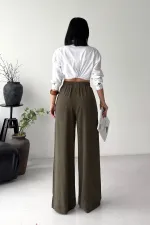 Paça Detaylı Lastikli Keten Pantolon  HS700-67-(S-XL)