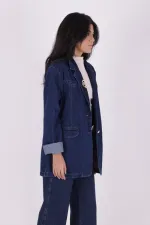 Double Breasted Buttoned Classic Blazer Jacket 6066-26-(S+L+4) Regular Dark Blue Double Breasted Buttoned Classic Blazer Jacket 6066-26-(S+L+4) Regular Dark Blue