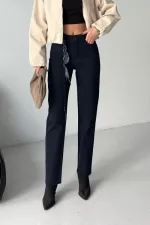 Şerit Detaylı Mom Fit Kot Pantolon  7111-73-(27-32)