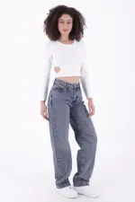 Baggy Jean with Dart Detail 7050-62-(26-29-2) Middle Blue - Tinted Baggy Jean with Dart Detail 7050-62-(26-29-2) Middle Blue - Tinted