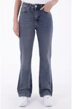 Dikişli Paça Bol Paça Relax Kot Pantolon  7026-02-(28-33)