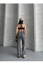 Baggy Jeans with Dart Detail on Legs 7088-40-(28-33) Light Grey - Snow