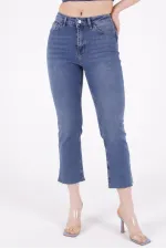 Mom Jean with Side Slits 1774-01-(26-31) Dark Blue Denim Mom Jean with Side Slits 1774-01-(26-31) Dark Blue Denim