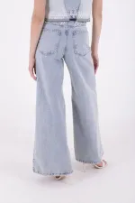 Geniş Saçaklı Paça Peçli Kot Pantolon  7041-14-(27-32)