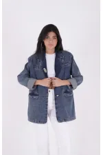 Buttoned Classic Blazer Jacket 6066-28-(S+L+4) Buttoned Classic Blazer Jacket 6066-28-(S+L+4)