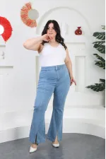 Dizden Yırtmaç Detaylı İspanyol Pantolon 700-15-(30-36) Dizden Yırtmaç Detaylı İspanyol Pantolon 700-15-(30-36)