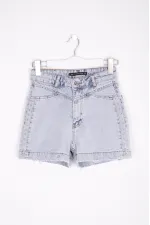 Denim Short with Rhinestones on Sides 230-08-(S-XL-6) Snow Light Blue Denim Short with Rhinestones on Sides 230-08-(S-XL-6) Snow Light Blue