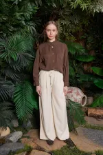 Elastic Waist Linen Pants HS700-65-(S-XL) Stone Elastic Waist Linen Pants HS700-65-(S-XL) Stone