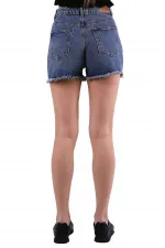 Ripped Denim Short with Fringe Leg Ending 219-62-(S-XL-6) Middle Blue - Tinted Ripped Denim Short with Fringe Leg Ending 219-62-(S-XL-6) Middle Blue - Tinted