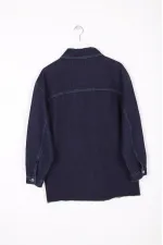 Denim Jacket Sewn with Green Thread 6021-17-(S-XL-6) Slubbed Navy Blue Denim Jacket Sewn with Green Thread 6021-17-(S-XL-6) Slubbed Navy Blue