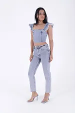 Damla Taşlı Mom Fit Kot Pantolon  7024-08-(26-31)