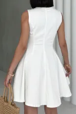 Kolsuz Volanlı Mini Elbise 3050-50-(XS-XL-5) Kolsuz Volanlı Mini Elbise 3050-50-(XS-XL-5)