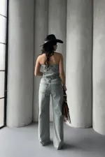 Straplez Düğmeli Kot Tulum 3023-42-(XS-XL-7)