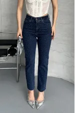 Serpme Yıldızlı Mom Fit Kot Pantolon 7040-26-(27-32) Serpme Yıldızlı Mom Fit Kot Pantolon 7040-26-(27-32)