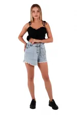 Etekli Zincirli Kısa Şort 297-15-(S-XL-6) Etekli Zincirli Kısa Şort 297-15-(S-XL-6)