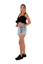 Etekli Zincirli Kısa Şort 297-15-(S-XL-6) Etekli Zincirli Kısa Şort 297-15-(S-XL-6)