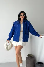 Denim Jacket with Stud Details 6253-104-(S-L-3) 
