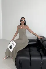 Bağcık Detaylı Volanlı Elbise 3052-74-(S-XL) Bağcık Detaylı Volanlı Elbise 3052-74-(S-XL)