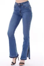 Paça Yırtmaçlı Droplu Kot Pantolon 774-01-(27-32) Paça Yırtmaçlı Droplu Kot Pantolon 774-01-(27-32)