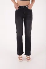 Tasseled Bottom Wide Leg Relax Jean  1726-03-(26-31) Anthracite Denim