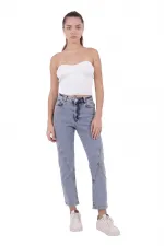 Parçalı Mom Pantolon 778-08-(26-31) Parçalı Mom Pantolon 778-08-(26-31)