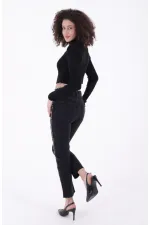 Yanları Droplı Mom Fit Kot Pantolon  7039-23-(26-31)