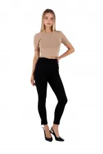 Skinny Jean with Bottom Side Zipper 1745-07-(28-33) Black