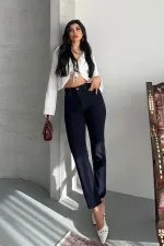 Dikişsiz Paça Mom Fit Kot Pantolon  764-17-(32-36)