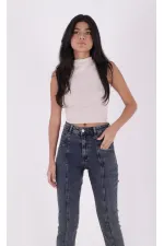 Önü Parçalı Kot Pantolon 7043-28-(28-33)