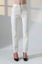 Şerit Taşlı Mom Fit Kot Pantolon  7110-80-(26-31)