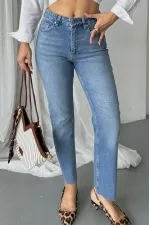 Seamless Mom Jeans 7064-15-(28-33) Light Blue Denim