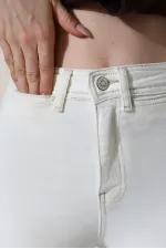 Wide Leg Palazzo Relaxed Jean with Decorative Front Pockets 1710-80-(27-32) Natural