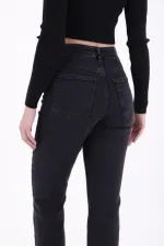 Paçasılı Dikişsiz Paça Mom Kot Pantolon  1890-23-(26-31)