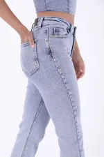 Taşlı Mom Fit Kot Pantolon  7023-08-(26-29)