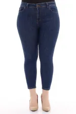 High Waisted Ankle Length Skinny Jean  815-17-(30-36) Slubbed Navy Blue