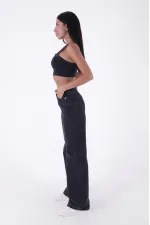 Wide Leg High Waisted Relaxed Jean  718-23-(32-36) Regular Anthracite