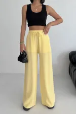 Paça Detaylı Lastikli Keten Pantolon  HS700-93-(S-XL)