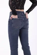 Çapraz Taşlı Mom Fit Kot Pantolon  7054-28-(28-33)