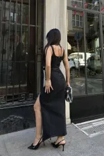 Asimetrik Detaylı Kot Elbise 3019-23-(S-XL)