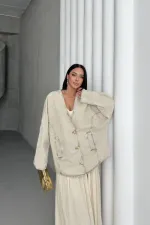 Oversize Yarasa Kollu Kot Ceket 6059-79-(STD-4)