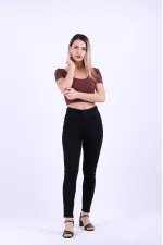 High Waisted Ankle Length Skinny Jean  815-57-(27-32) Denim Black